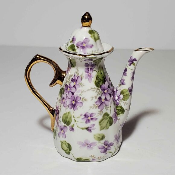 Victoria's Garden Mini Teapot Purple Violets 4.5" - Picture 8 of 8